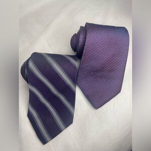 Brooks Brothers Pure Repp Silk Tie Lot (2) Purple Collegiate Stripe Prep Necktie